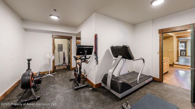 Fitness Equipment, Interior, Recessed Lighting, Wood Texture Flooring