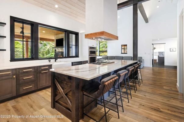 Interior, Kitchen, Recessed Lighting, Stainless Steel Appliances, Wooden Ceilings, Wood Texture Flooring