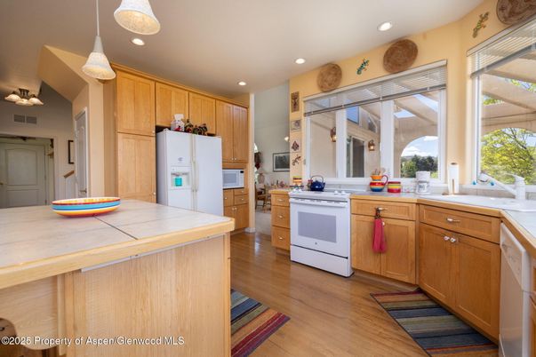 Interior, Kitchen, Pendant Lights, Recessed Lighting, Wood Texture Flooring