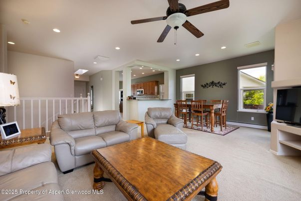 Dining room, Interior, Kitchen, Living room, Recessed Lighting, Stainless Steel Appliances