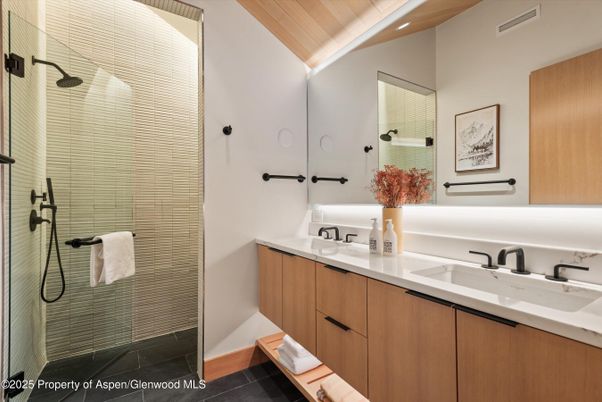 Bathroom, Dual Sink Vanities, Glass Shower, Interior