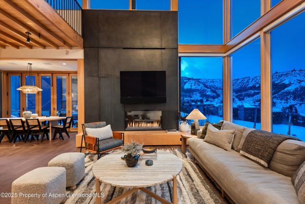 Dining room, Fireplace, Interior, Living room, Pendant Lights, Wood Texture Flooring