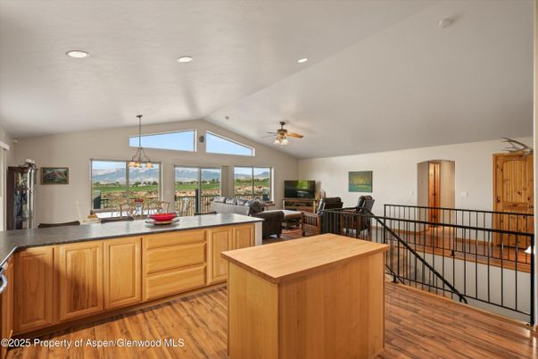 Dining room, Interior, Pendant Lights, Recessed Lighting, Wood Texture Flooring