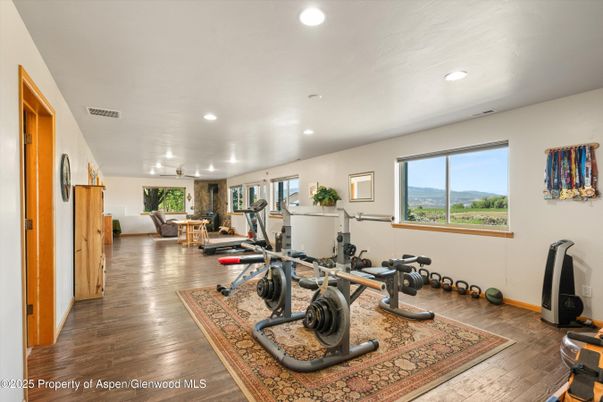 Fitness Equipment, Interior, Recessed Lighting, Wood Texture Flooring