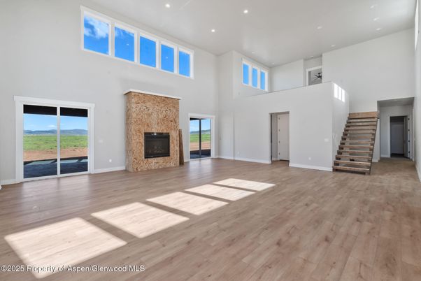 Fireplace, Interior, Recessed Lighting, Wood Texture Flooring