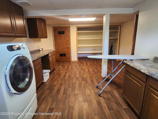 Interior, Washer, Wood Texture Flooring