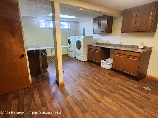 Interior, Washer, Wood Texture Flooring