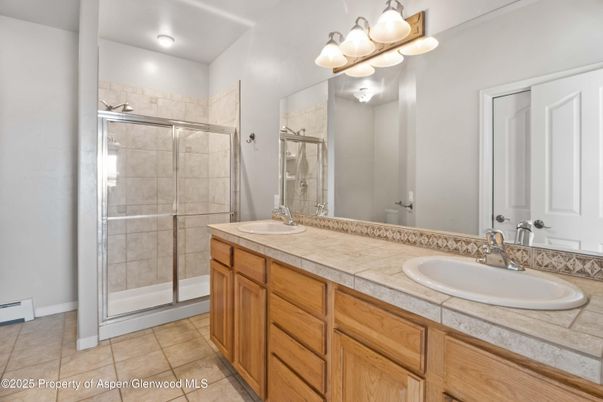 Bathroom, Dual Sink Vanities, Glass Shower, Interior, Tile Countertops