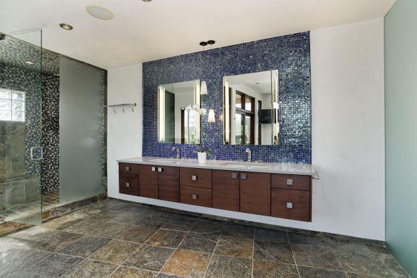 Bathroom, Dual Sink Vanities, Glass Shower, Interior, Recessed Lighting