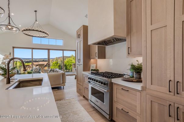 Interior, Kitchen, Living room, Pendant Lights, Wood Texture Flooring