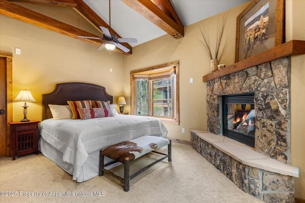 Bedroom, Fireplace, Interior, Wooden Beams