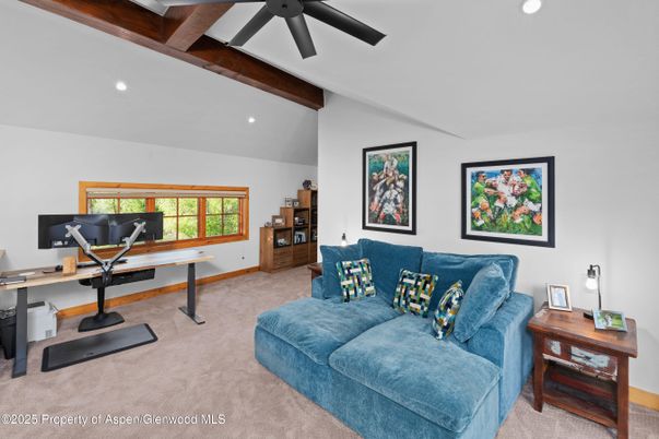 Home Office, Interior, Recessed Lighting, Wooden Beams