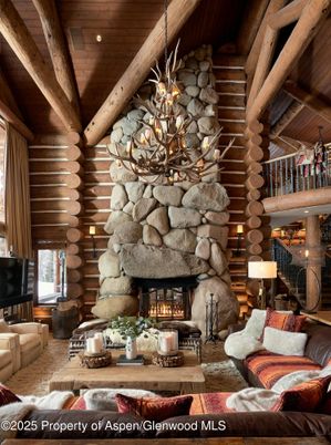 Chandelier, Fireplace, Interior, Living room, Stone Walls, Wooden Beams, Wooden Ceilings, Wooden Walls