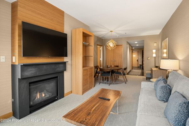 Dining room, Fireplace, Interior, Living room, Pendant Lights, Recessed Lighting