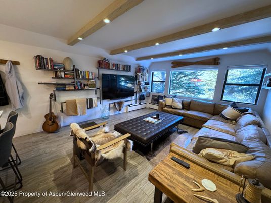 Interior, Living room, Recessed Lighting, Wooden Beams, Wood Texture Flooring