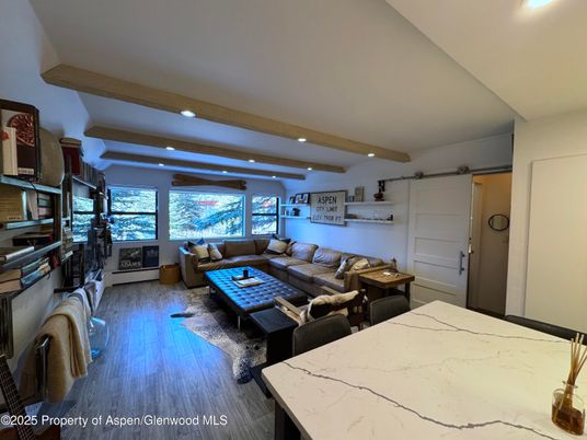 Dining room, Interior, Kitchen, Living room, Recessed Lighting, Wooden Beams, Wood Texture Flooring