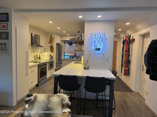 Interior, Kitchen, Recessed Lighting, Wood Texture Flooring