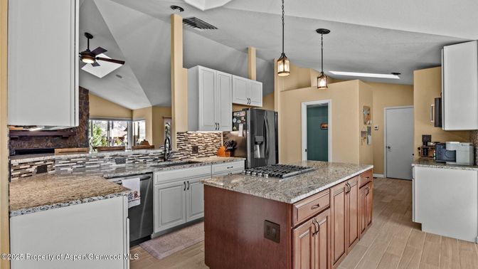 Interior, Kitchen, Pendant Lights, Wood Texture Flooring