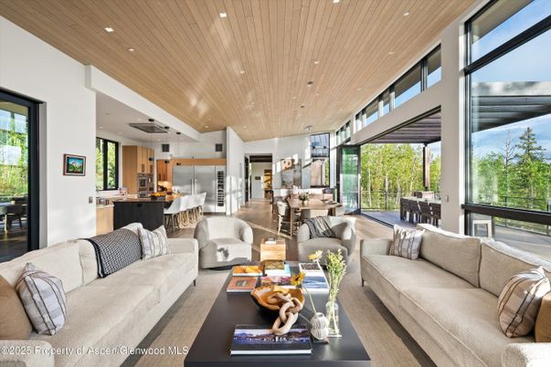 Dining room, Interior, Kitchen, Living room, Pendant Lights, Recessed Lighting, Wooden Ceilings