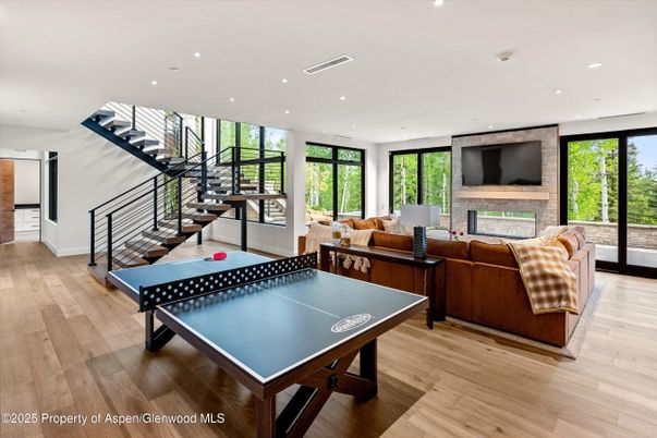 Game Room, Interior, Recessed Lighting, Wood Texture Flooring