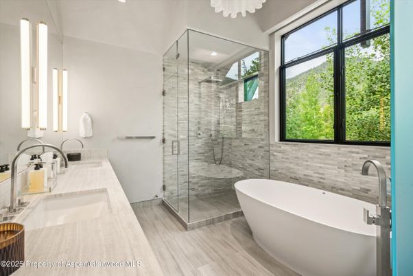 Bathroom, Dual Sink Vanities, Free Standing Baths, Glass Shower, Interior, Recessed Lighting