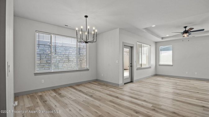 Empty room, Interior, Pendant Lights, Recessed Lighting, Wood Texture Flooring