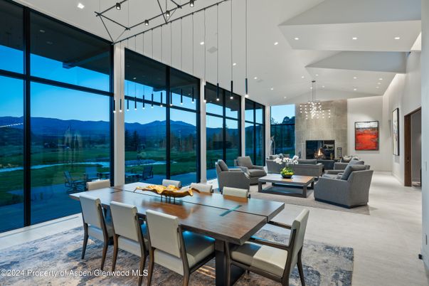 Dining room, Fireplace, Interior, Living room, Pendant Lights, Recessed Lighting