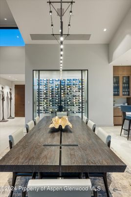 Chandelier, Dining room, Interior, Recessed Lighting, Wine Storage