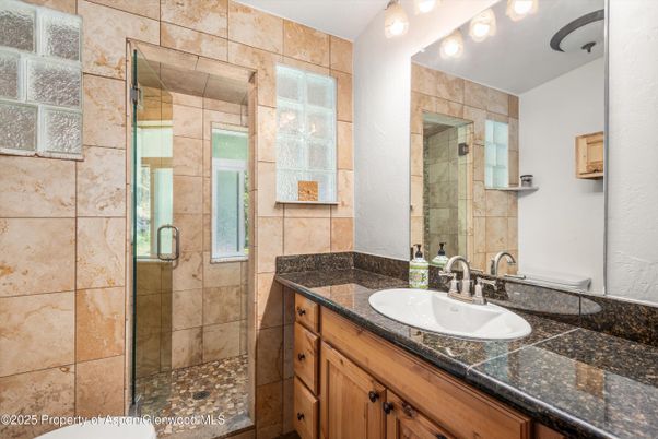 Bathroom, Glass Shower, Interior, Tile Countertops