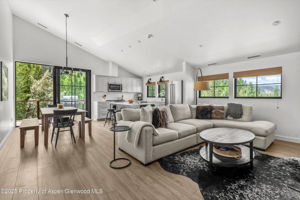Dining room, Interior, Kitchen, Living room, Pendant Lights, Recessed Lighting, Wood Texture Flooring