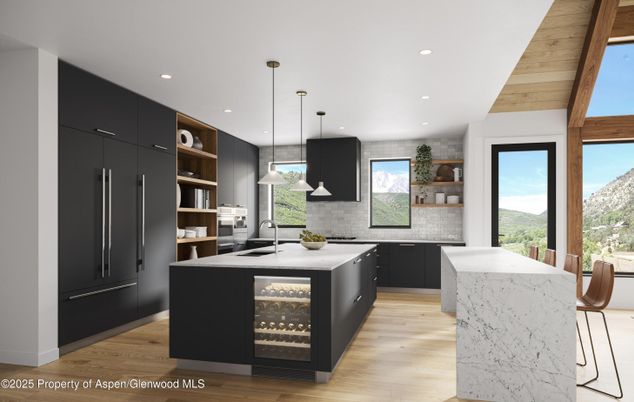 Interior, Kitchen, Pendant Lights, Recessed Lighting, Wood Texture Flooring