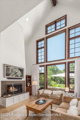 Fireplace, Interior, Living room, Recessed Lighting, Wooden Beams, Wood Texture Flooring
