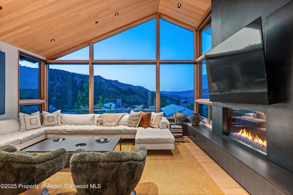 Fireplace, Interior, Living room, Recessed Lighting, Wooden Ceilings, Wood Texture Flooring