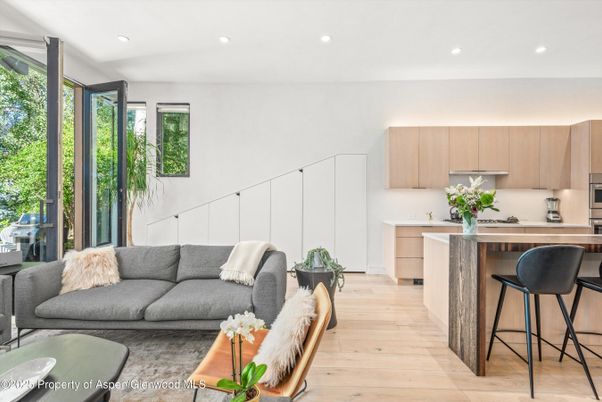 Interior, Kitchen, Living room, Recessed Lighting, Wood Texture Flooring