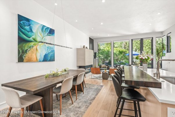 Dining room, Interior, Kitchen, Living room, Pendant Lights, Recessed Lighting, Wood Texture Flooring