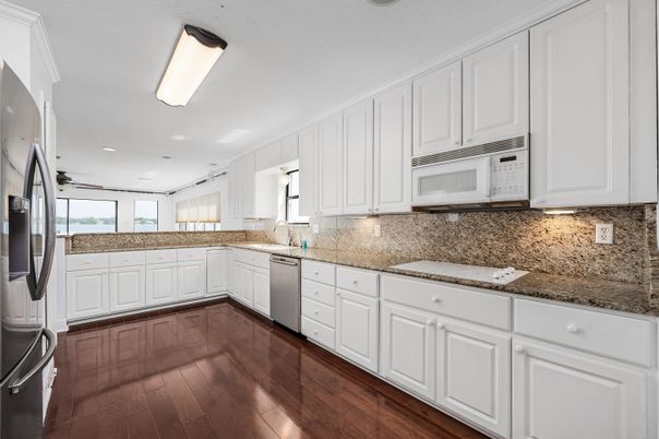 Interior, Kitchen, Stainless Steel Appliances, Wood Texture Flooring