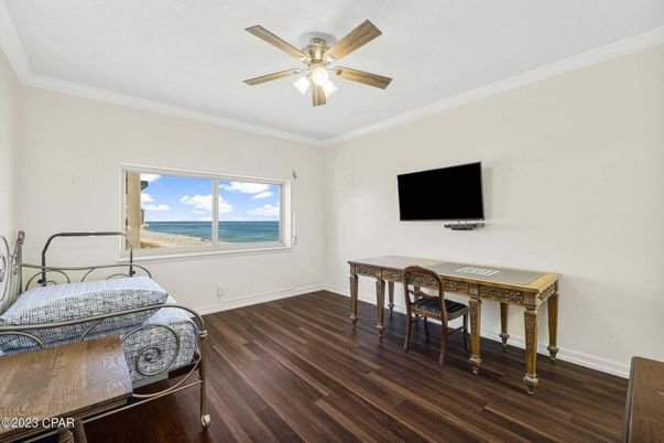 Bedroom, Home Office, Interior, Water, Wood Texture Flooring
