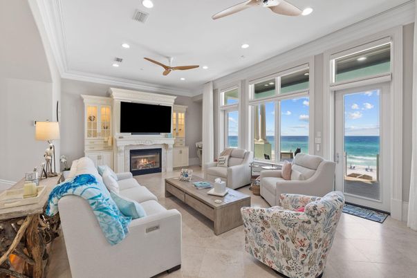 Fireplace, Interior, Living room, Recessed Lighting, Water