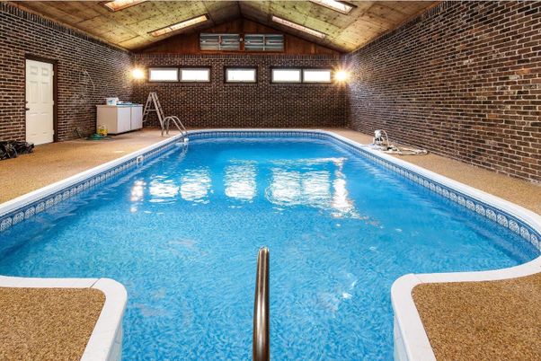 Interior, Pool, Stone Walls, Wooden Beams