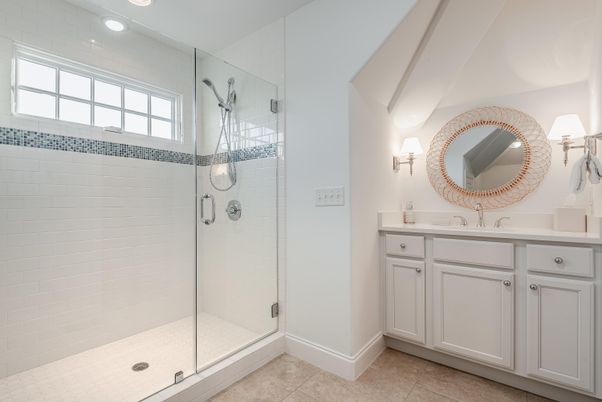 Bathroom, Glass Shower, Interior, Recessed Lighting