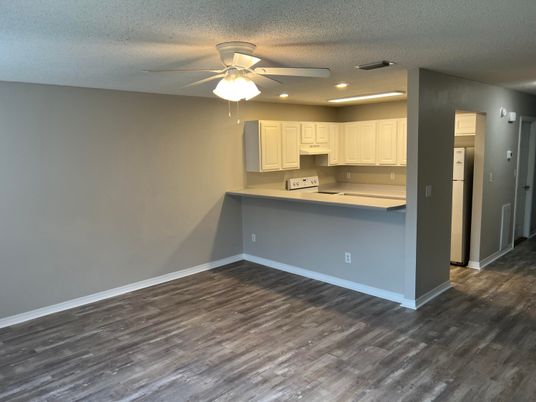 Interior, Kitchen, Recessed Lighting, Wood Texture Flooring