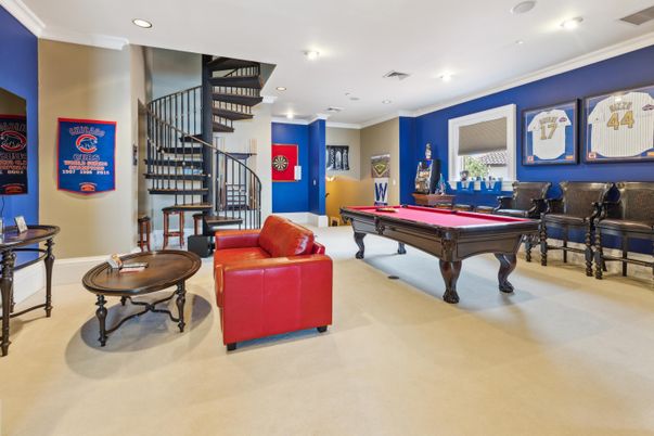 Billiard Table, Game Room, Interior, Recessed Lighting