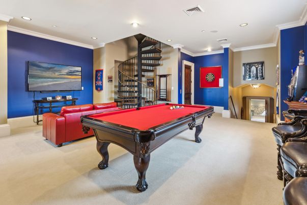Billiard Table, Game Room, Interior, Recessed Lighting