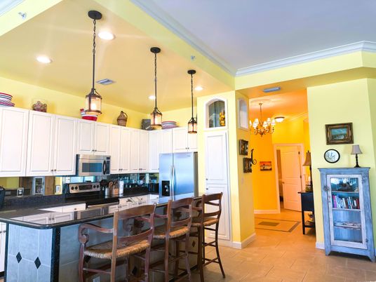 Chandelier, Interior, Kitchen, Pendant Lights, Recessed Lighting, Stainless Steel Appliances