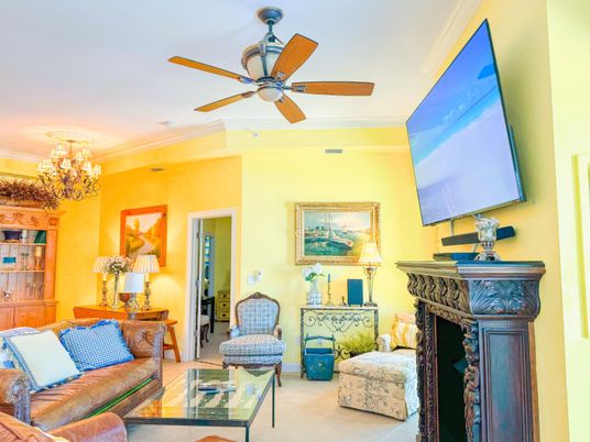 Chandelier, Fireplace, Interior, Living room
