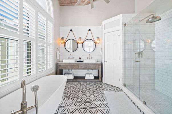 Bathroom, Dual Sink Vanities, Glass Shower, Interior