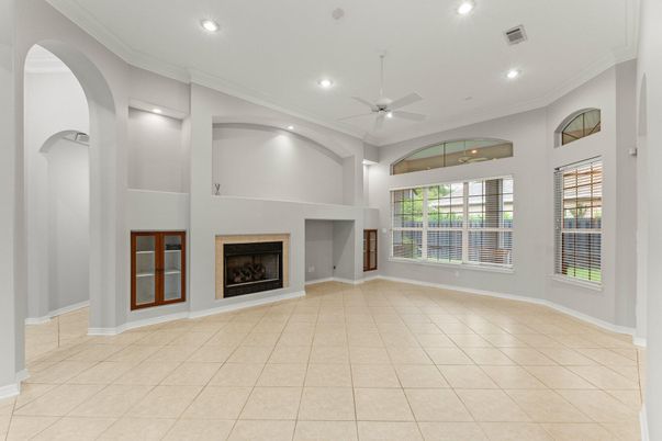 Empty room, Fireplace, Interior, Recessed Lighting