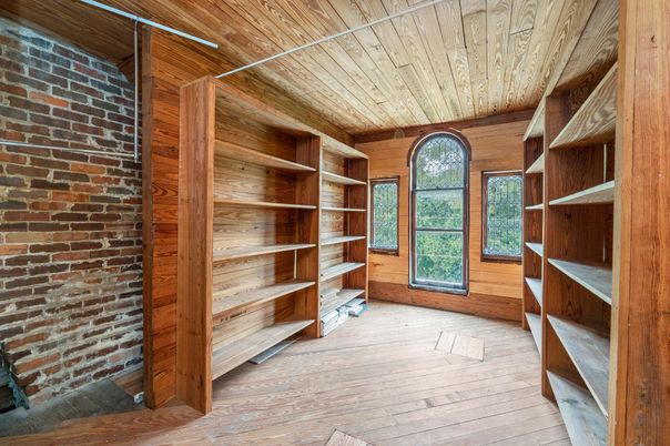Empty room, Interior, Stone Walls, Wooden Ceilings, Wood Texture Flooring, Wooden Walls