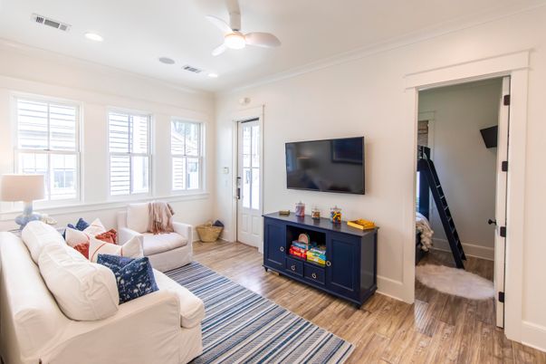 Interior, Living room, Recessed Lighting, Wood Texture Flooring