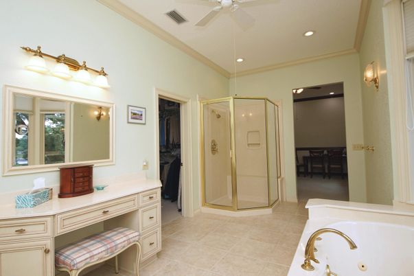 Bathroom, Glass Shower, Interior, Recessed Lighting